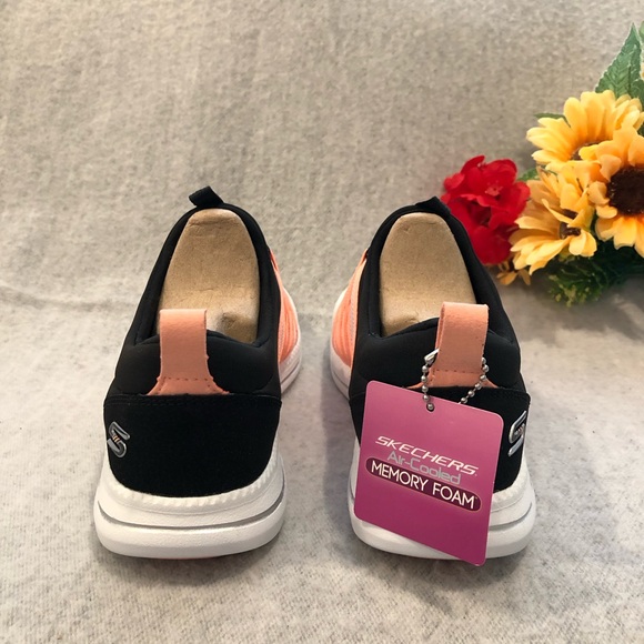 NWT - Skechers Black, Peach, & White Comfort Sneakers - Picture 6 of 16